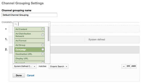 channel group settings