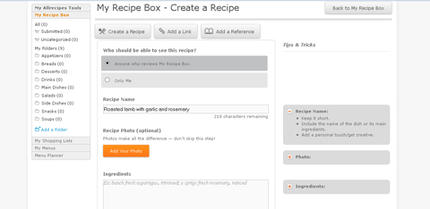 allrecipes recipe box