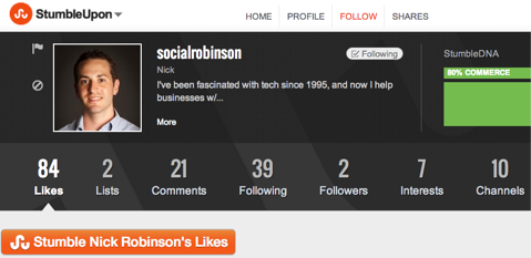 nick robinson stumbleupon profile