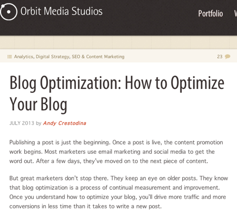 blog optimization orbit media