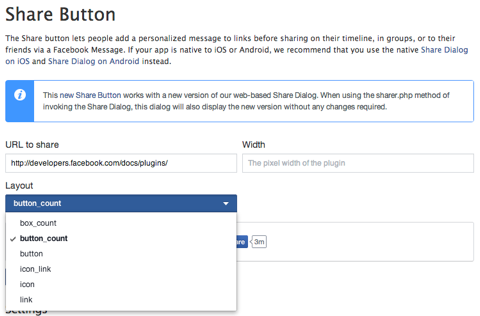 facebook share button info