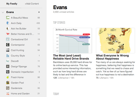 categorize content on feedly