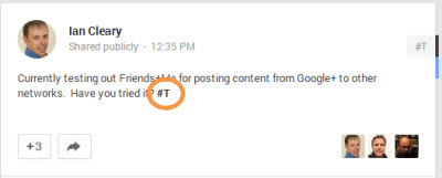 hashtag control on friends+me