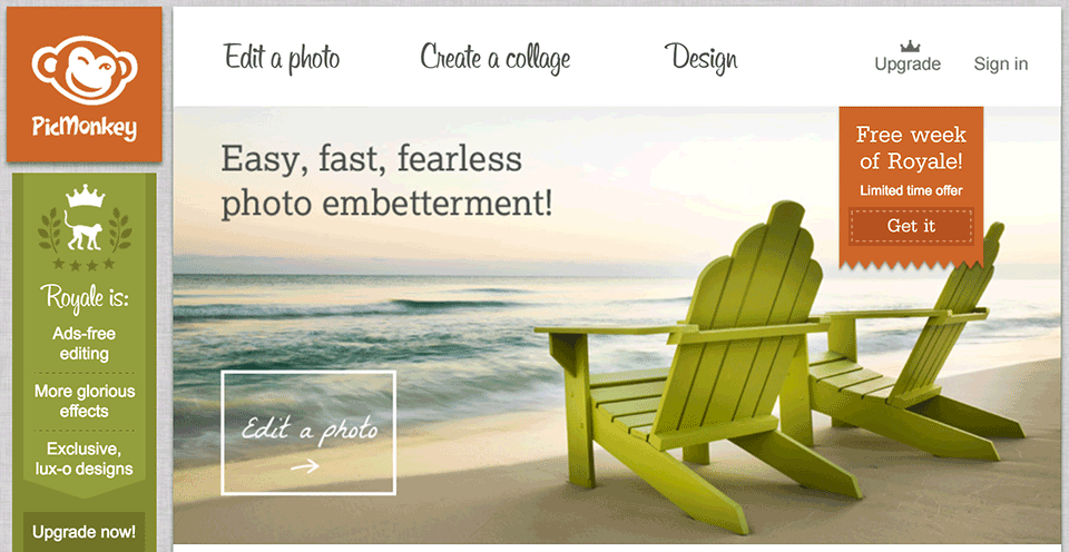 picmonkey home page