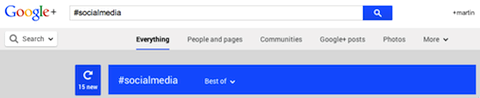 google+ hashtag search