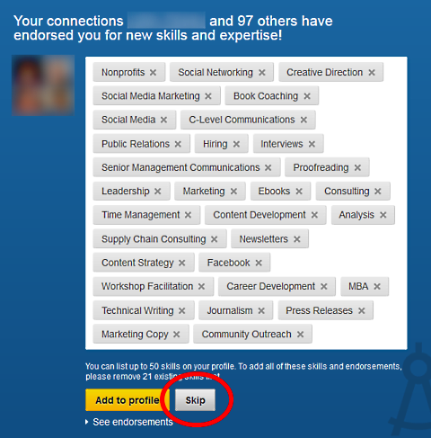 skip linkedin endorsement
