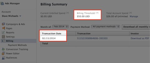 facebook billing summary update