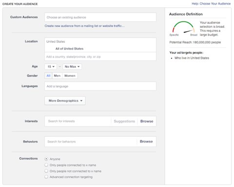 facebook create your audience