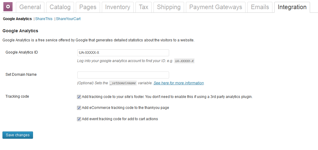 woocommerce settings google analytics