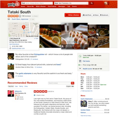 yelp new interface