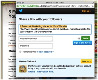 autopopulated tweet with username