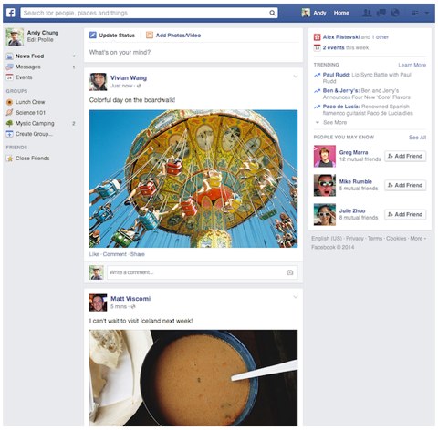 facebook update news feed font design