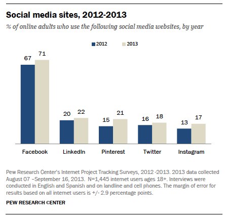 pew internet study results on adults social website use