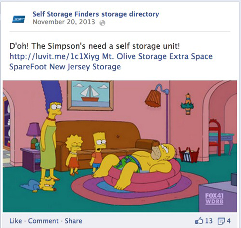 self storage finders facebook text update with image