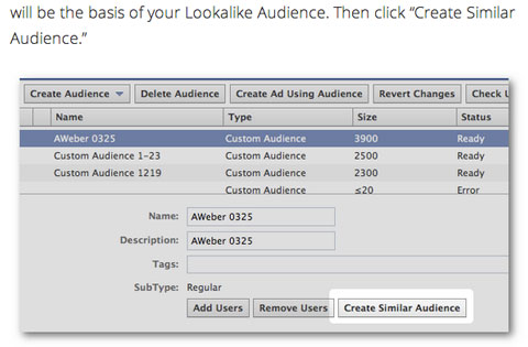 creating facebook lookalike audience