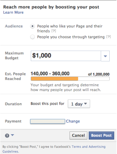 facebook boost post more options