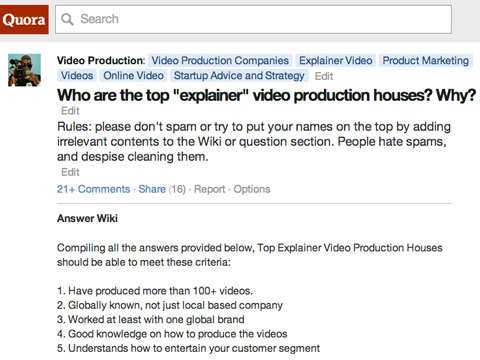 explainer video production houses list on quora