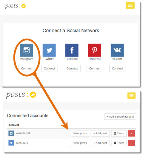 connecting accounts to postso