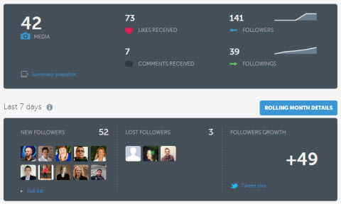 viewing new followers on statigr.am