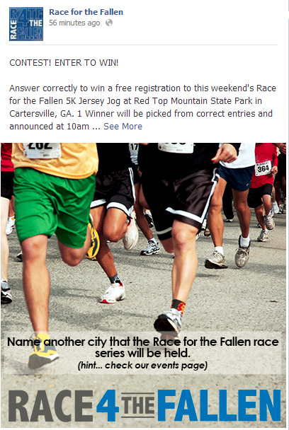 race for the fallen facebook give away frissítés