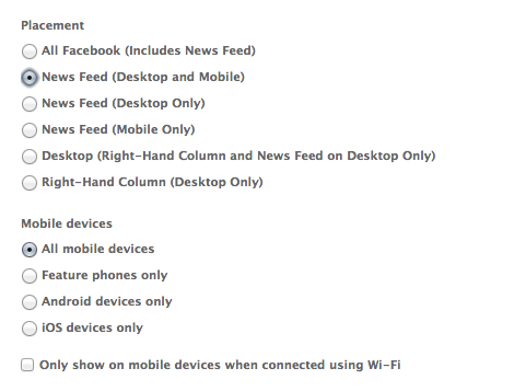 selecting news feed placement