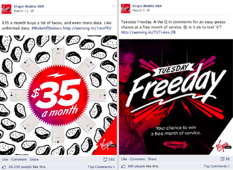 virgin mobile usa facebook updates