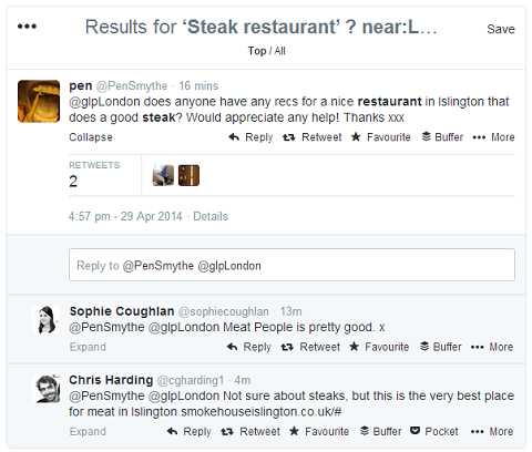 sentiment related twitter search results