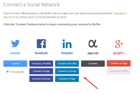 connecting social accounts to buffer