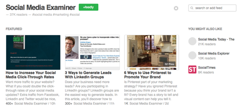 social media examiner blog articles on feedly