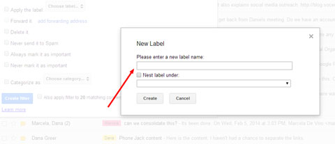 create gmail label