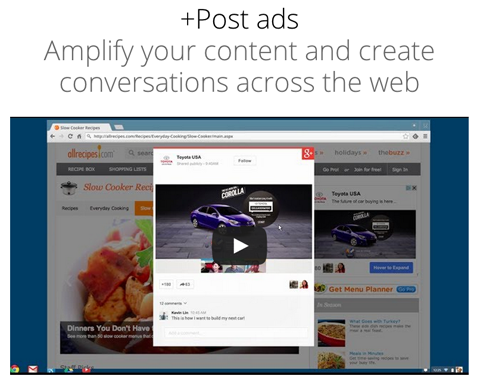 expanded google+ post ad from toyota