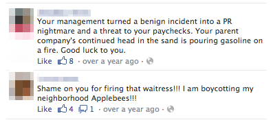 applebees facebook feedback