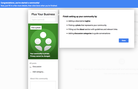 creating a google plus community