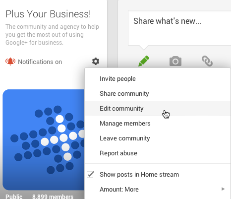 edit a google plus community