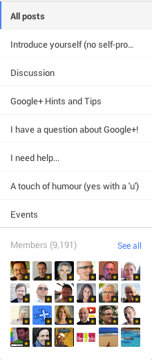 google plus community categories