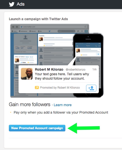 creating a new promoted account campaign