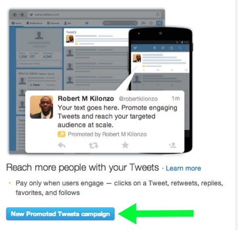 creating new promoted tweet campaign