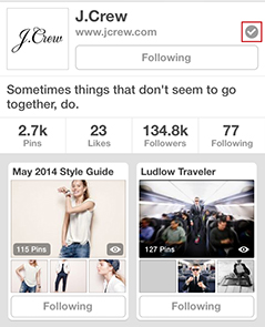 j.crew verified pinterest account