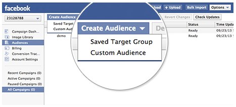 advertise on Facebook - Create Audience screenshot