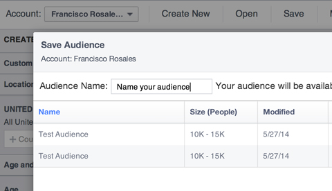 naming a facebook custom audience