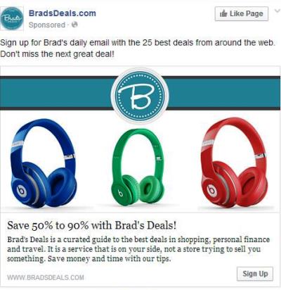 bradsdeals email signup ad