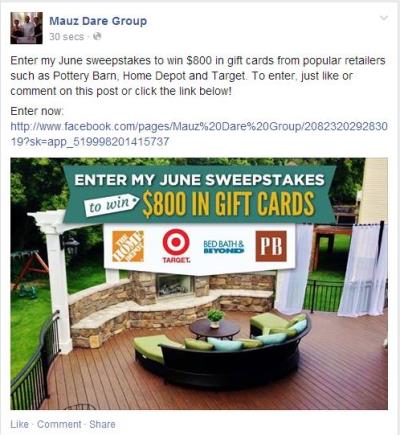 mauz dare group sweepstakes promotion udpate