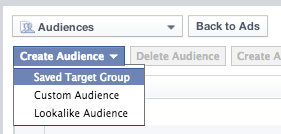 choosing a saved target group on facebook