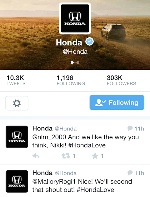 honda customer appreciation tweets