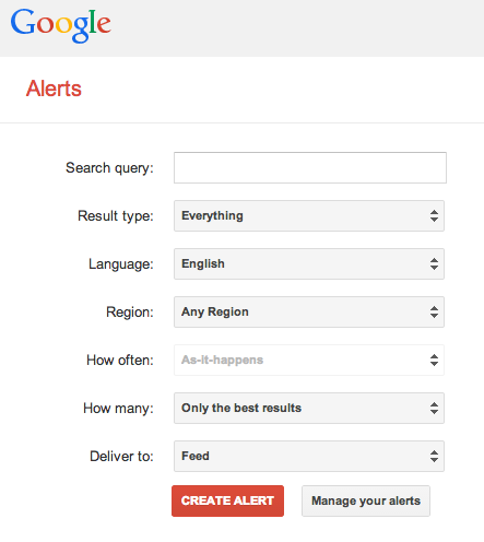 google alerts fields