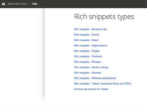 google's rich snippet list