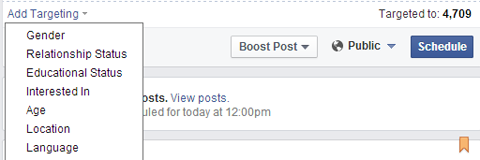 target a scheduled facebook update