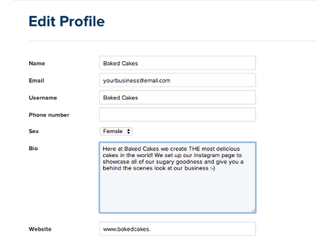edit your instagram profile bio