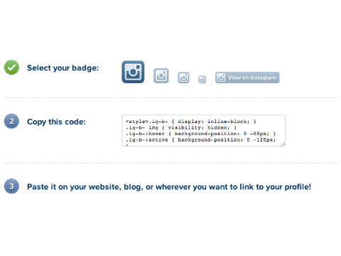 add instagram badge code to your website