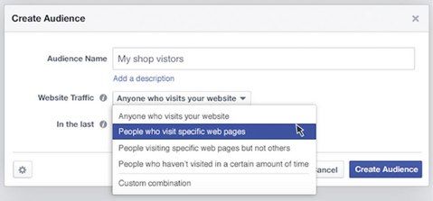 facebook create audience website traffic